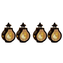 4 Pcs Ramadan Lantern Vintage Candle Lantern Decorative Hanging Lantern Eid Mubarak Lantern Black Lantern Home Decor