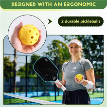 Carbon Fiber Pickleball Paddles Set 16MM Carbon Fiber T700 Pickleball 2 Balls 1 Bag for Beginners Intermediate Players