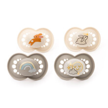 MAM Original Day & Night Soothers | 18-36 Months | 4 Pack | Includes 2X Glow in The Dark Dummies | Orthodontic Design | Baby Accessories | Beige (Var