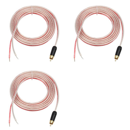 3X Replacement Repair Speaker Bare Wire Cable 5Ft with RCA Plug to Stripped Ends