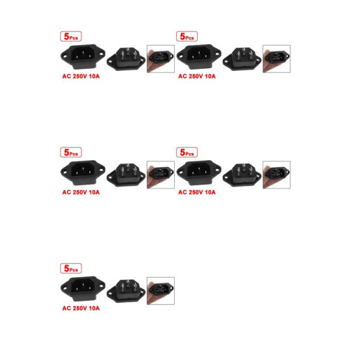 25 X Conector Enchufe Macho de Entrada 3P IEC 320 C14 CA 250V 10A