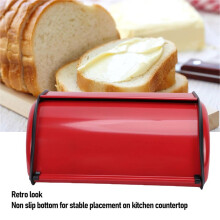 Metal Bread Holder Roll Top Bread Box Iron Vintage Roll Top Bread Storage Container Food Organizer Bin for Kitchen A