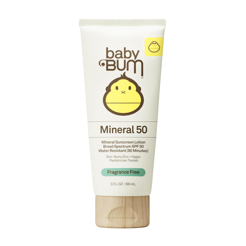 Baby Bum Spf 50 Mineral Sunscreen Lotion Fragrance Free – 3 Oz Sun Bum