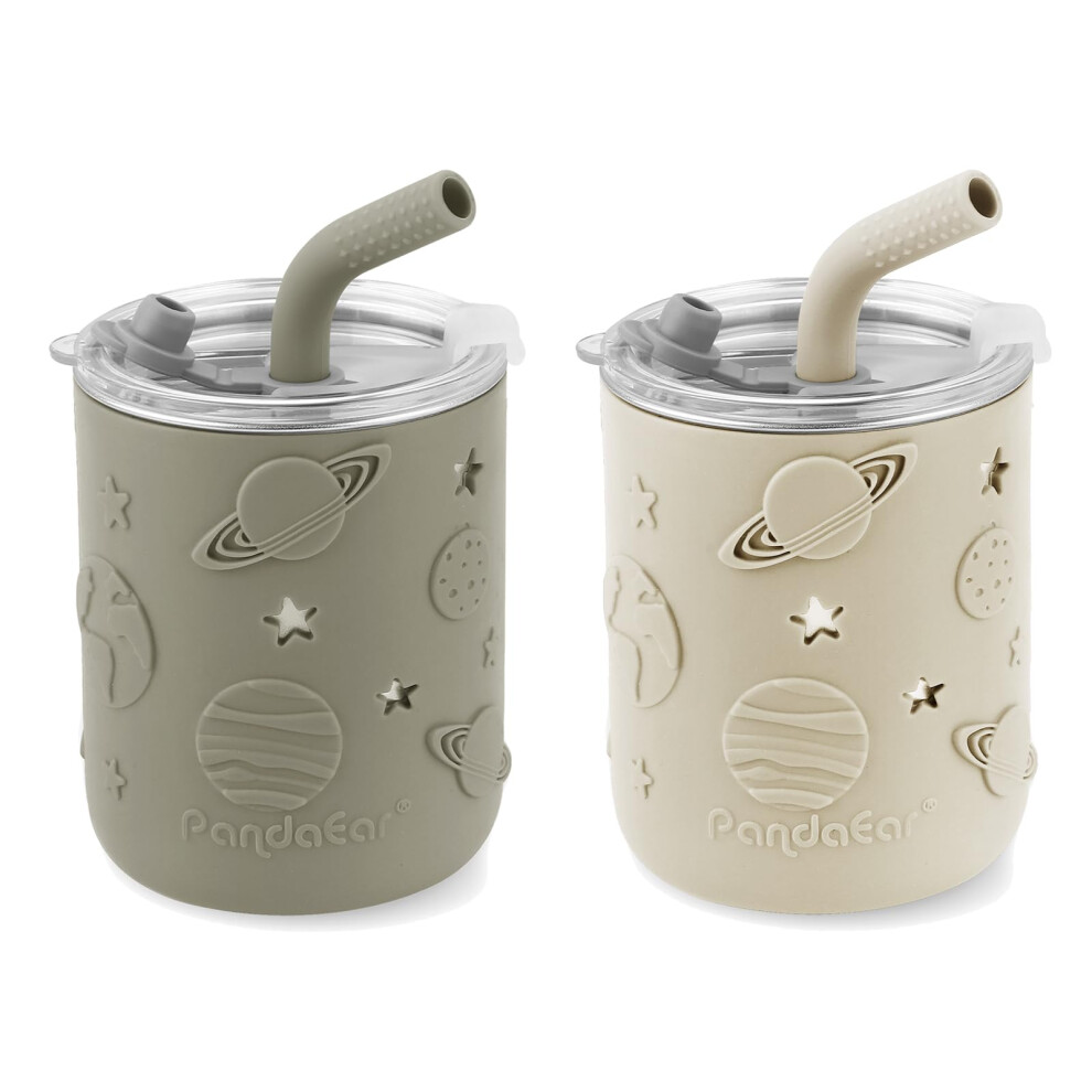 Pandaear 2 Pack Sippy Cup Stainless Steel – Baby Cup From 36 Months, Non Spill Toddler Cup With Straw, Baby Straw Cup & Weaning Cup For Toddlers, Sp