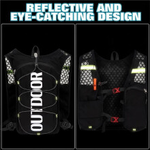 Hardloopvest met Hydratatiesysteem, 1,5 Liter Drinkzak, 500 Ml Waterfles, Reflecterende Rugzak, Ademend Hardloopvest, Zwart