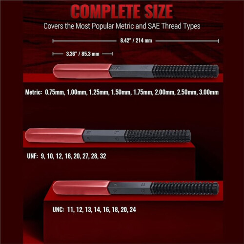 3-Piece Thread Restorer File Set, Thread Restoring Chaser Files, Thread Repair File Set in Metric