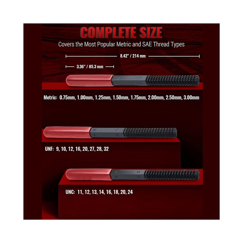 3-Piece Thread Restorer File Set, Thread Restoring Chaser Files, Thread Repair File Set In Metric 4711643187817