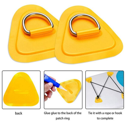 6PCS D-Ring Patch for Inflatable Boat Kayak Dinghy , D-Ring PVC Patch Stand- Paddleboard Canoe Rafting Orange 1
