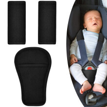 AOMIG 3Pcs Baby Pads Shoulder Strap and Crotch Cover Set, Soft Car Seat Belt Cover Pad for All Car Seats, Car Seatbelt Cushion, Car Harness Pad, Univ