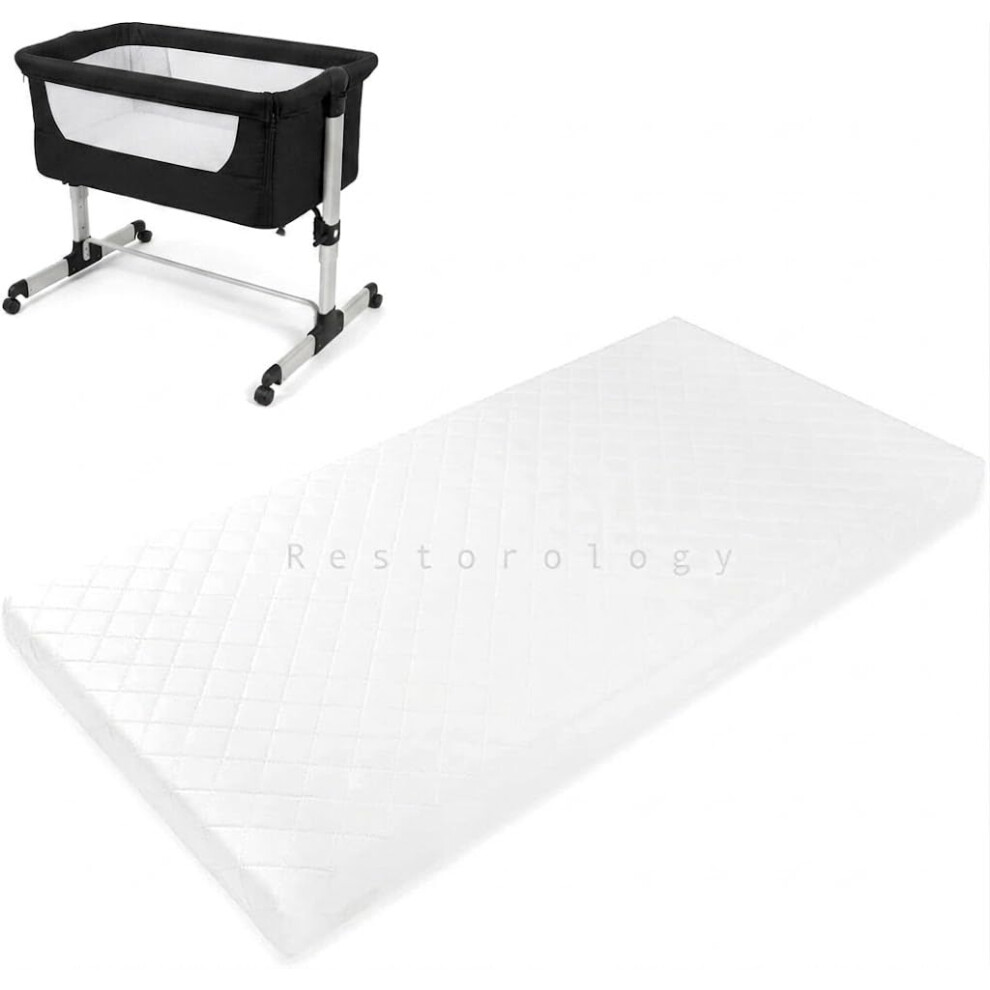 Restorology Bedside Travel Cot Toddler Infant Bed Crib Mattress - Babylo Cozi Sleeper – Extra Thick & Soft Foam With Antibacterial Removable Cover, Expert Recom