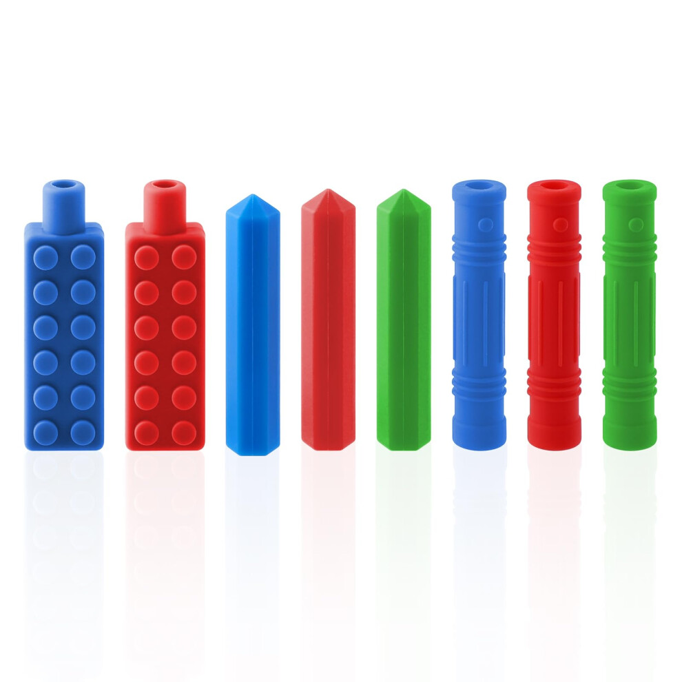 Douuco Sensory Chew Pencil Topper,Oral Motor Chewing Tether For Kids Toddlers With Teething, Adhd, Autism, Biting Needs (8 Pack)