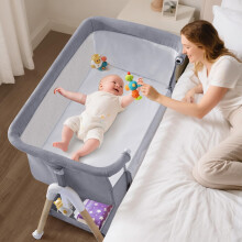 3 in 1 Baby Beside Crib for Babies from Birth to 9kg, Portable Baby Cot Bed Trav