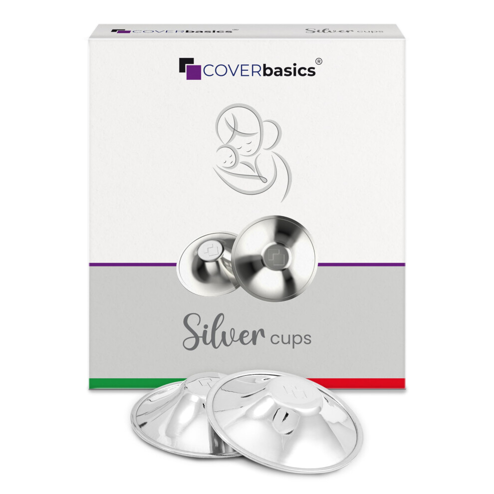 Coverbasics Original Italian Silver Nursing Cups - Nipple Shields For Breastfeeding - Helps Soothe And Protect Sore Nipples - Dermatologically Tested
