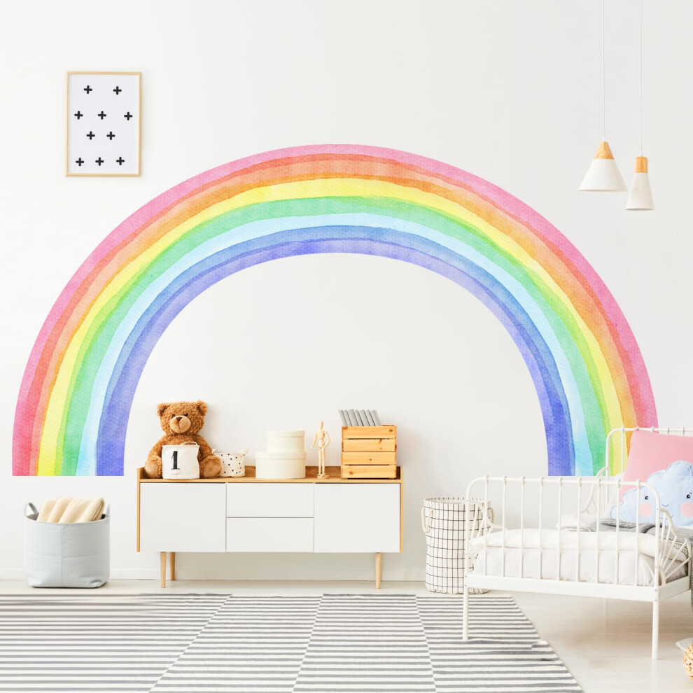Supzone 83"X43" Large Rainbow Wall Stickers Watercolor Half Rainbow Wall Decals Peel And Stick Vinyl Wall Art Decor For Girls Bedroom Kids Nursery Living Roo