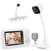 NUOTUN Baby Monitor with Camera and Night Vision - Portable HD Baby Camera Monitor with Cot Clip & Holder, No WiFi, Secure 2.4GHz, Cry Detection, 4X