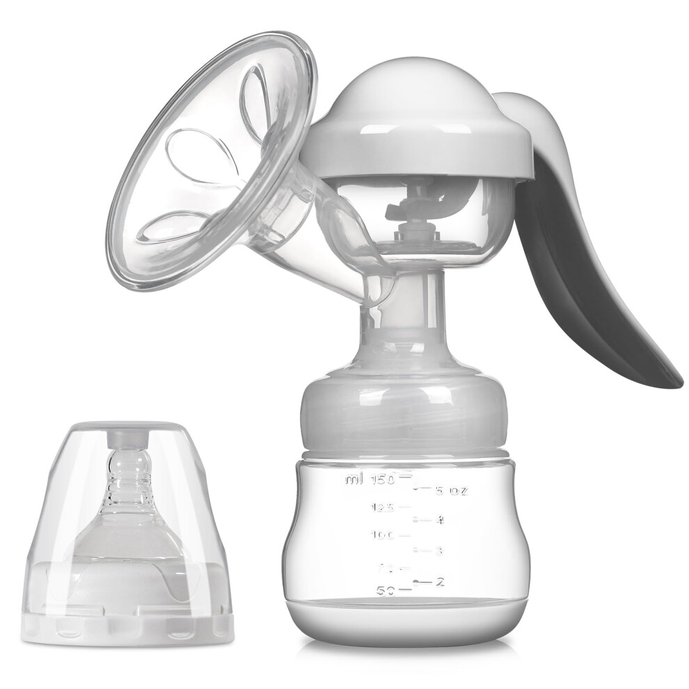 Manual Breast Pump With 150Ml Storage Bottle, Bpa-Free Silicone Breast Pump, Adjustable Suction, Ergonomic Hand Pump, Portable Milk Catcher For Breas Pugtow