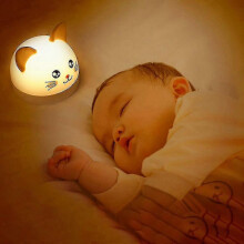 Cute Cat Alarm Clock for Children with 3 Colors Led Lamp Timer Kids