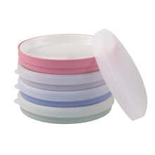 Elk and Friends Kids 7.8” Porcelain White Plates with Silicone Sleeves + Lids | Suitable for Babies/Toddlers | Microwave & Dishwasher Safe | Non Sli
