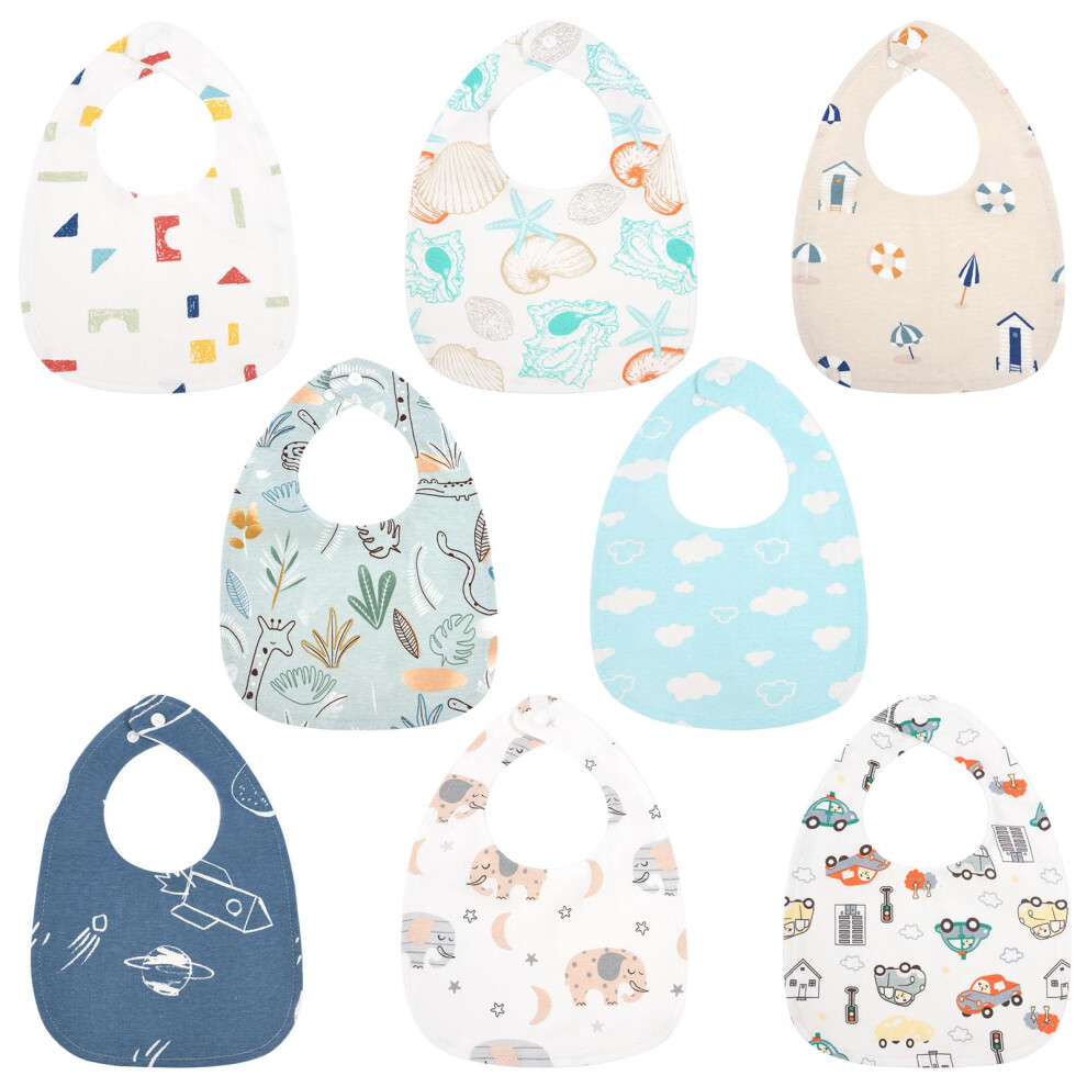 Vicloon Baby Bandana Dribble Bibs, 8 Pack Teething Bib Set, Baby Bibs For Boys Girls With Snaps,Soft And Absorbent For Infants Feeding, Teething,Droo