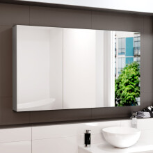 Nes Home 1200mm Matte Grey Bathroom Mirror Cabinet