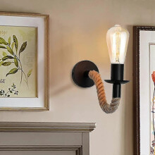 2pcs Vintage Hemp Rope Wall Lamp Industrial Wall Light Ideal for Loft