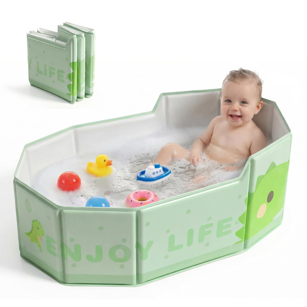 Orzbow Baby Bath Tub, Large Toddler Bath With Non-Silp Base For 6 Months To 6 Years, Travel Foldable Baby Bath For Outdoor Use, Folds To 0.1Mâ³, Stabl