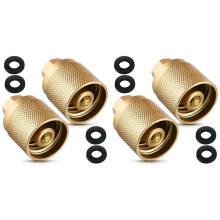 4er-Pack Gabelstapler-Anschlussbuchse 7141F, Propantank-Adapter, 1-1/4 Zoll Einlass X 1/4 Zoll NPT Auslass mit 8 Gummi-O-Ringen