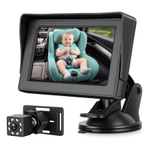 MYPIN 4.3'' Baby Car Camera & Monitor for Back Seat, HD 1080P with Night Vision Function, 150 Wide View with Reusable Sucker Bracket, Real Time Infa