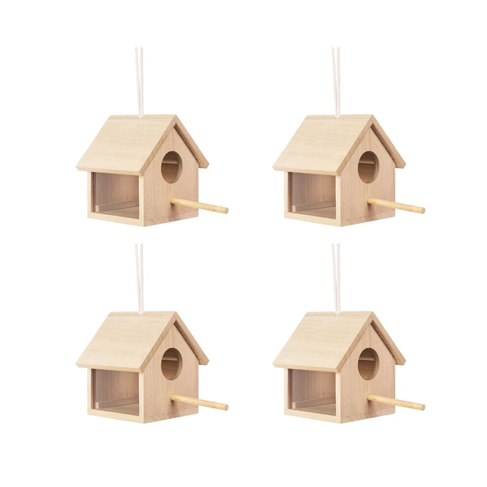4X Outdoor Bird Houses Transparent Wooden Bird House For Outside,Hanging Birdhouse 4713014764825