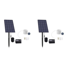 2X Solar Pond Aerator, Aquarium Oxygen Aerator Air Pump Fishing Aerator with Pipe Air Stone