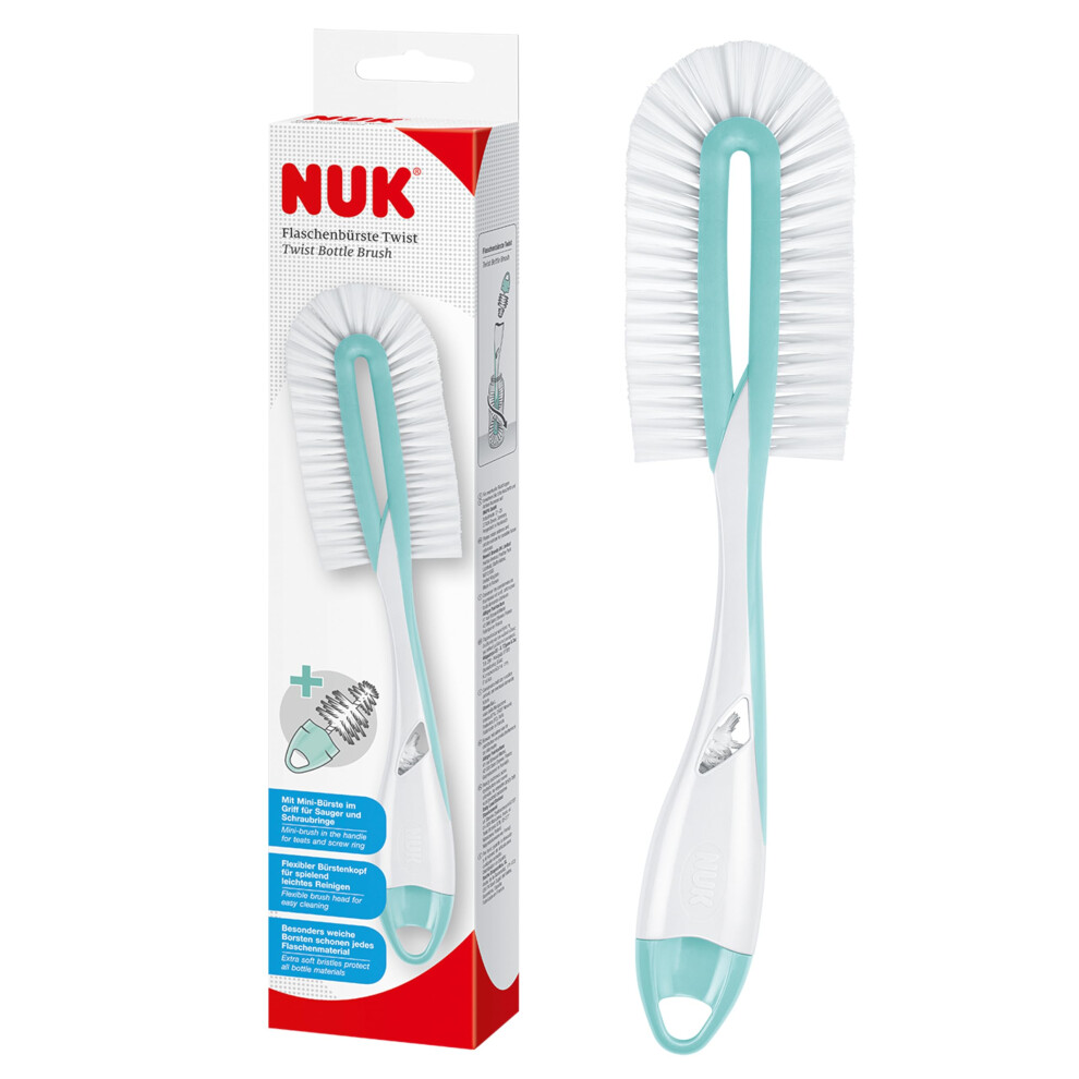 Nuk Twist Bottle Brush For Thorough And Gentle Cleaning Of Baby Bottles Includes Teat Brush 1 Piece