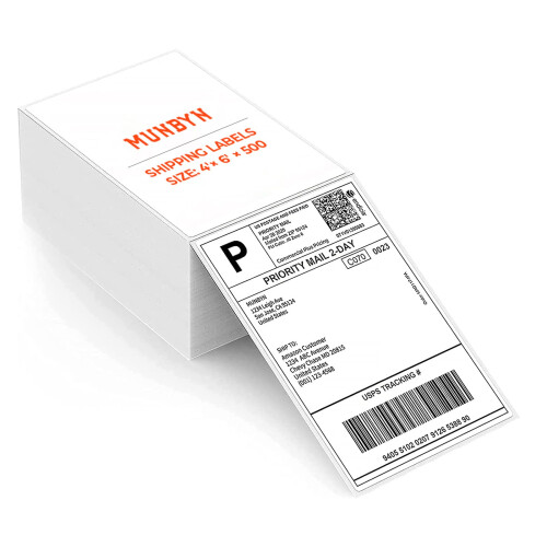 MUNBYN Thermal Labels 4x6 Fanfold for Label Printer, Compatible with