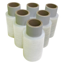JeeJaan 6 Rolls Clear Mini Handy Shrink Wrap 100mm x 150m 17mu - Extended Core Self-Adhering Pallet Stretch Wrapper