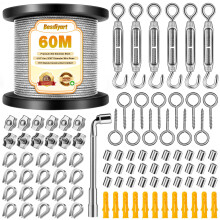 94 Pcs Wire Rope Kit, 60M/197FT 2MM 304 Stainless Steel Garden Wire -