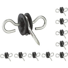 KATSU Electric Fence Gate Handle Insulators 10X Pack, Galvanised Heavy Duty Doub