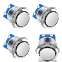 HOTUT 4 Pieces 19 mm Momentary Push Button Switch, Waterproof Push Button Switch, Push Button Switch, Round Push Button Switch, Momentary Mini Push B