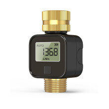 GIEX GX-05 Garden Hose Water Flow Meter with Brass Thread, Measures Gallons & Liters, Compatible with Water Timers