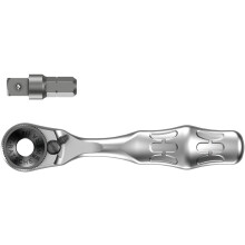 Wera 8001 A Zyklop Mini 1 1/4" Ratchet, with 1/4" Socket Adaptor, 05073230001, Silver