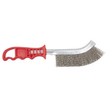 wolfcraft Stainless Steel Hand Wire Brush - Rust Brush for Metal Wire Brush Cleaning, Rust Removal on Steel and Non-Ferrous Metals, Plastic Handle -