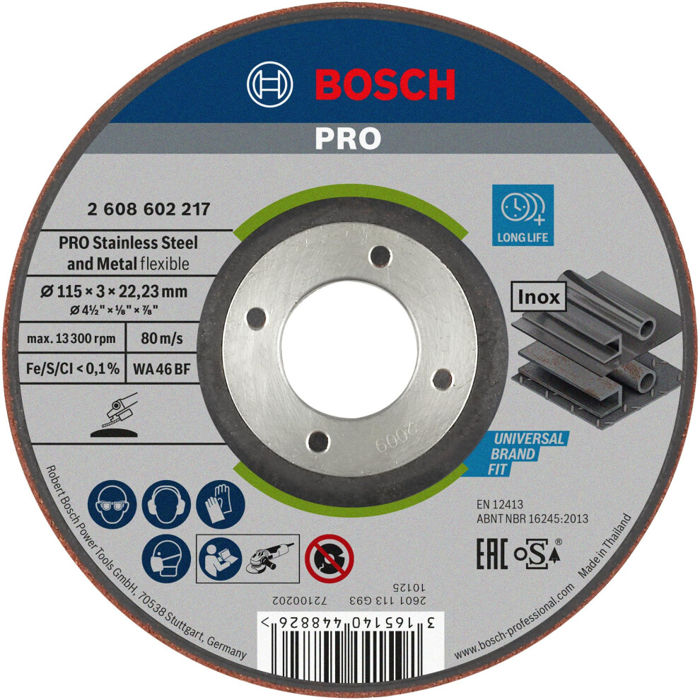 Photos - Power Tool Accessory Bosch 1x PRO Flexible Longlife Grinding Disc for Small Angle Grinder and Bore 22.23 mm (for Steel, Stainless steel, Ø 115 mm 