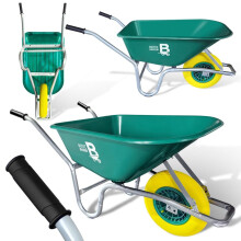 Equimed Bertie 110L Heavy Duty Garden & Builders Wheelbarrow | Wheel barrow Puncture-Proof Solid Tyre | Green| Durable Polypropylene Tub | Garden, So