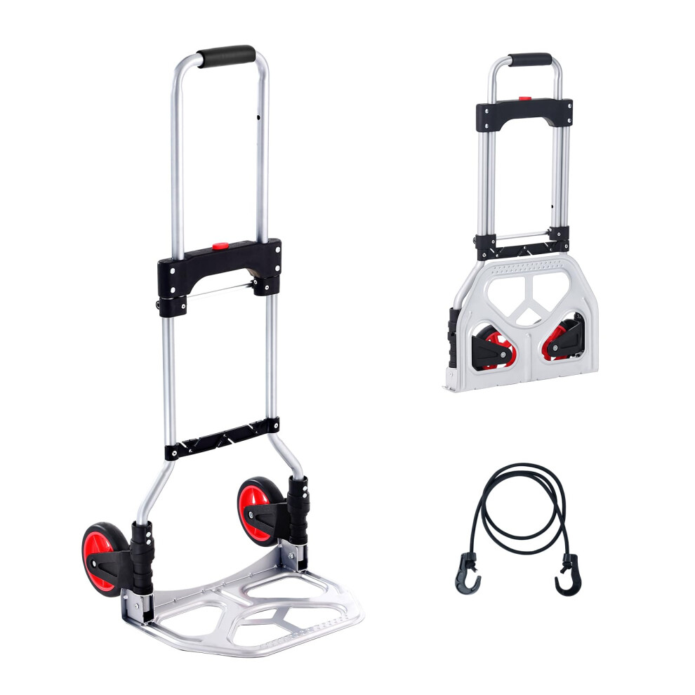 Vevor Folding Hand Truck, 176 Lbs Load Capacity, Aluminum Portable Cart, Convertible Hand Truck And Dolly With Telescoping Handle And Rubber Wheels,