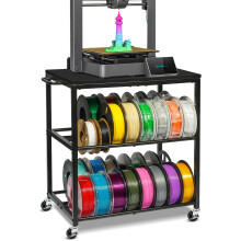 3D Printer Filament Storage Rack with Wheels, Heavy Duty Metal Filament Spool Holder, 3-Tier 3D Printer Filament Organizer for PLA/ABS/TPU/Nylon, Fil