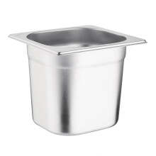 Vogue Gastronorm Pan 1/6, Stainless Steel Tray, Depth: 150 mm, Capacity: 2.2 Litres, Hot and Cold Food Storage Container, Bain Marie Compatible, Lid