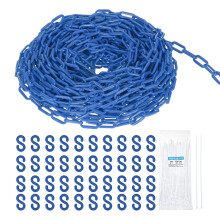 sourcing map Plastic Chain 200 FT/61 M, Safety Chain Blue Plastic Chain Link Barrier with Zip Ties and S-Hooks for Crowd Control Queue Line Fence Dec