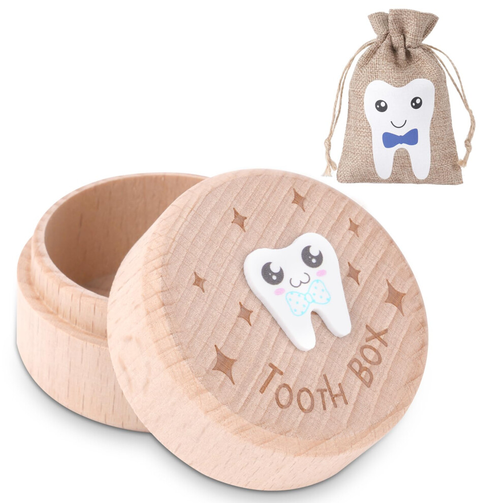Wooden Milk Tooth Box, 3D Carved Teeth Storage Box, Wooden Teeth Storage Box, Birthday Gifts For Boys To Remember Your First Tooth Hotut