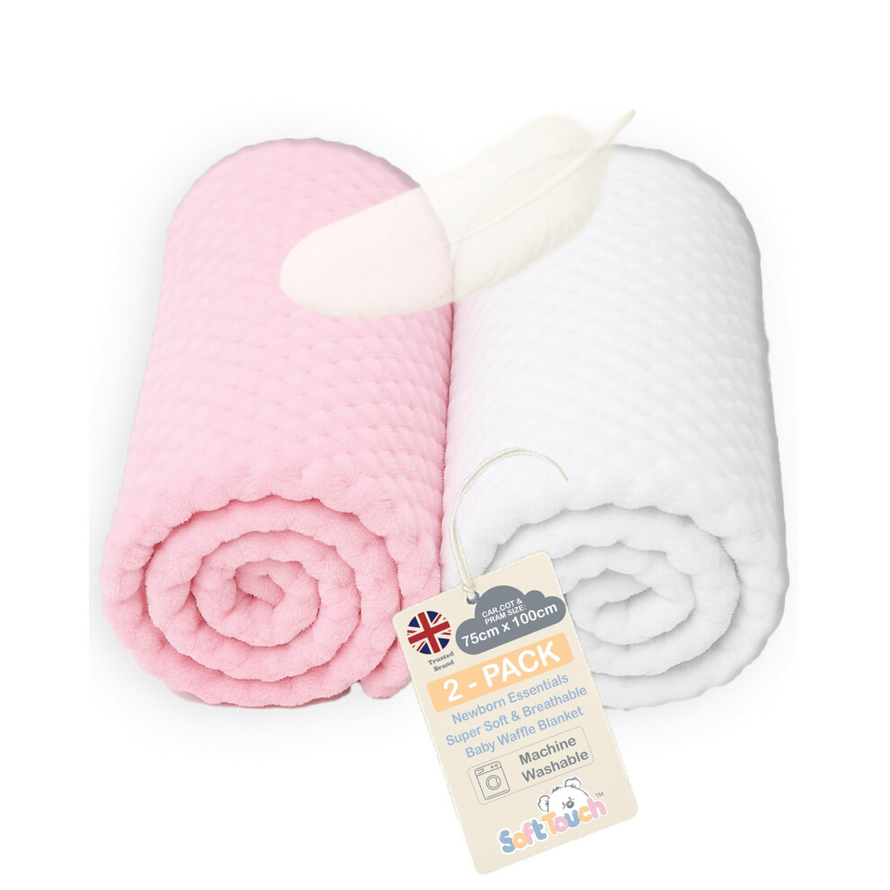 Soft Touch Baby Blanket For Newborn, Supersoft Waffle Blankets For Newborn Baby Boys And Girl Blanket. Car Seat, Pram, Cots 0-2 Years. 75 X 100Cm (2