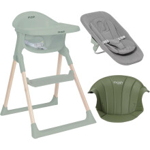 Mash High Chair Bundle by Baby Elegance | Includes Newborn Seat (0-6 Months) Toddler Seat (6+ Months) & Sage Cushion | Adjustable Sage High Chair for
