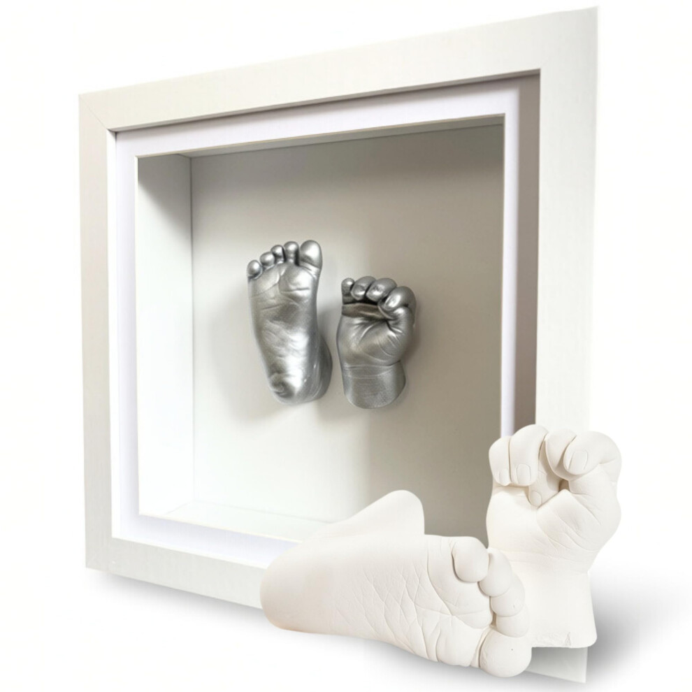 Made By Mindy Baby Hand & Foot Casting Kit With Frame – 3D Baby Casting Keepsake Kit – Baby Handprint & Footprint Moulding Kit For Newborn Memory