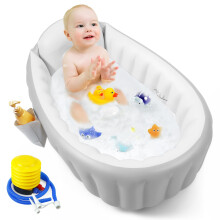PandaEar Inflatable Baby Bathtub with Air Pump, BPA-Free Non-Slip Portable Travel Bathtub for Newborn to Toddler (0-36 Months), Collapsible Blow Up S